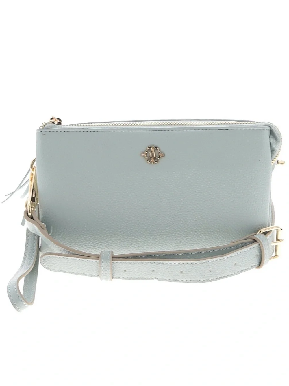 Nanette Lepore Light Blue Leather Crossbody with Gold Accent